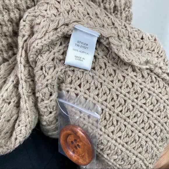 ๐ Mocha Wrap Asymmetrical Hem Waffle Knit Sweater - Picture 2 of 6